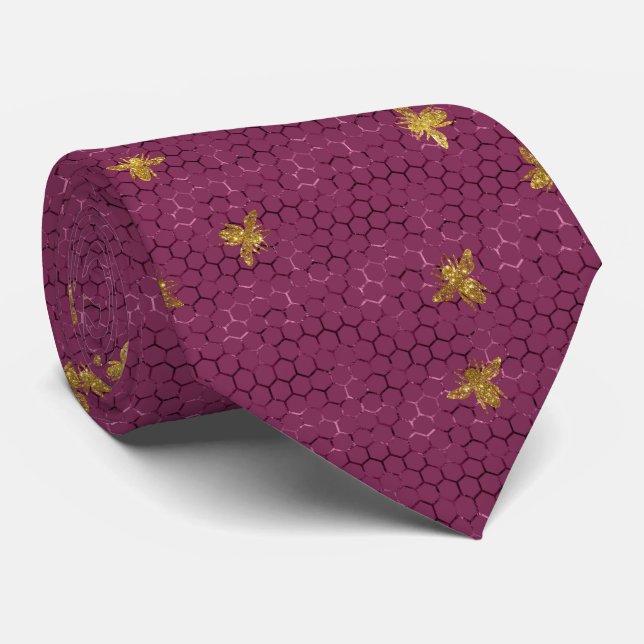 Queen Bee Pattern  Neck Tie (Rolled)