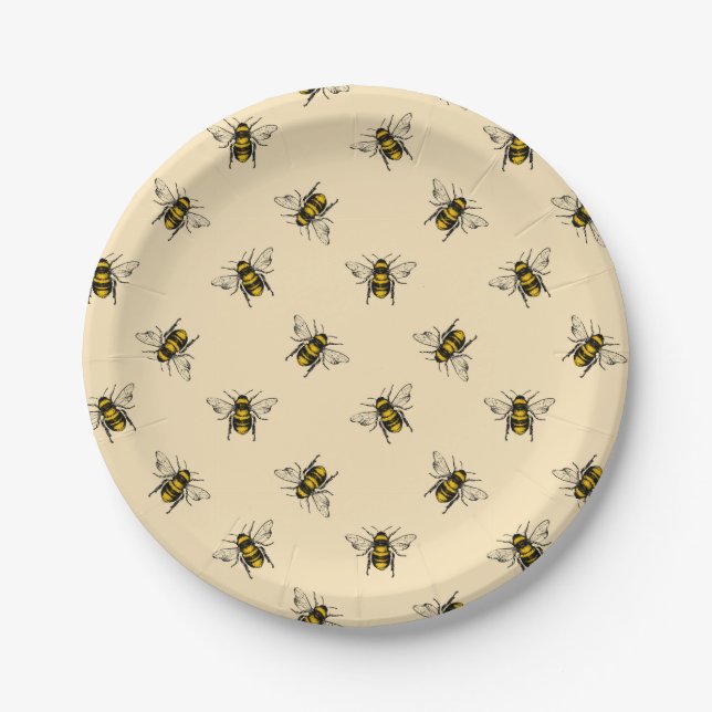 Queen Bee Pattern Paper Plates (Front)