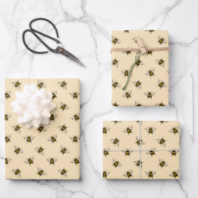 Queen Bee Pattern Wrapping Paper Sheets (Front)