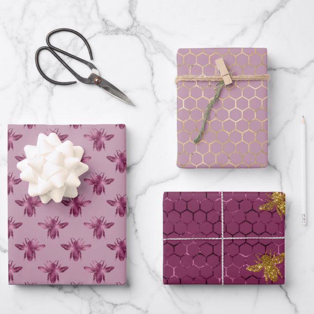 Queen Bee Pattern  Wrapping Paper Sheets (Front)