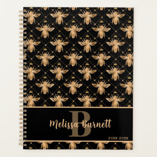 Queen Bee Personalized Black Gold Design Planner