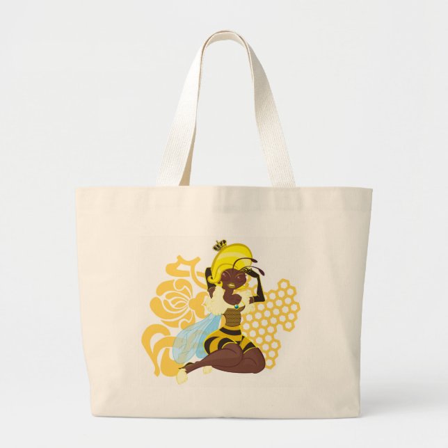 Queen Bee Pin Up Large Tote Bag (Front)