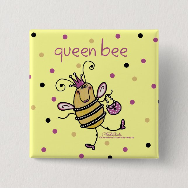Queen Bee Pinback Button (Front)