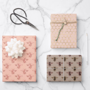 Queen Bee Pink Neutral Wrapping Paper Sheets