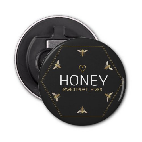 Queen Bee Promotional HEXAGON Honey Gold and Black Bottle Opener