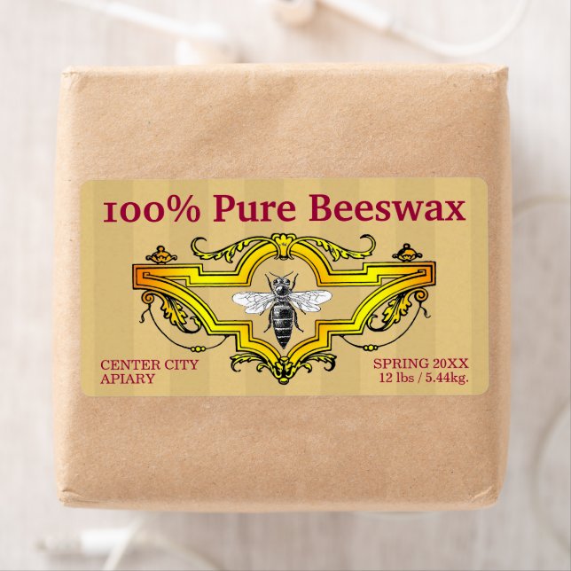 Queen Bee Pure Beeswax Honey Product Label (Insitu)