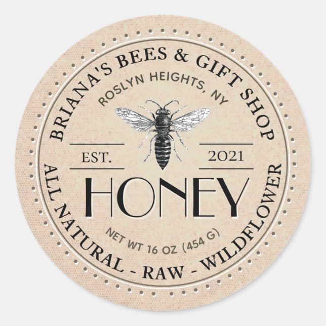 Queen Bee Raw All Natural Wildflower Honey Sticker (Front)