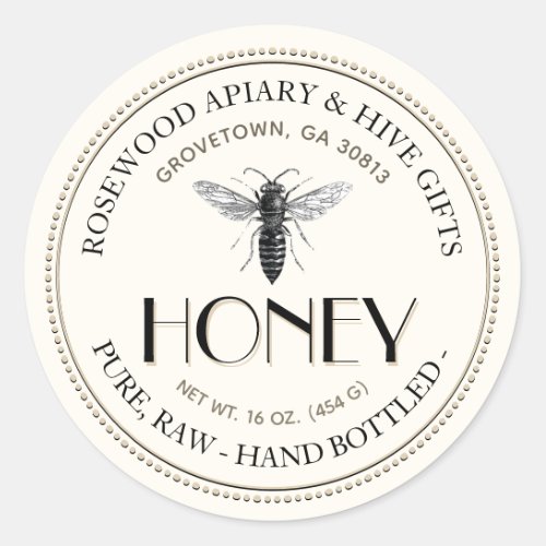 Queen Bee Raw Hand Bottled Honey Sticker
