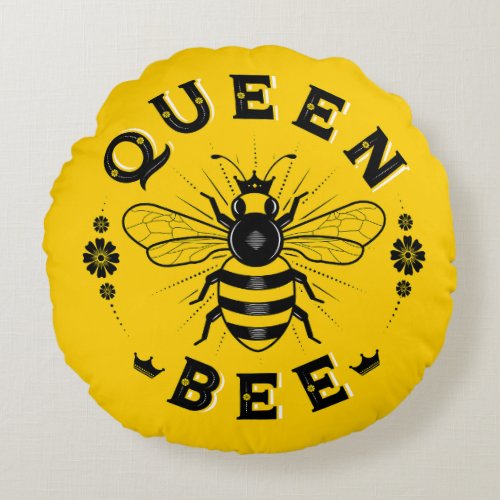 Queen Bee Round Throw Pillow