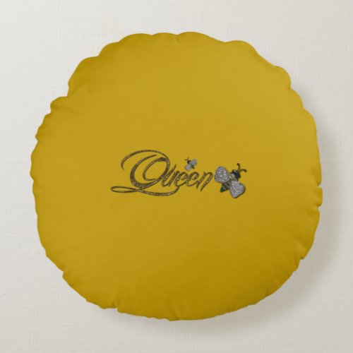 Queen Bee Round Throw Pillow