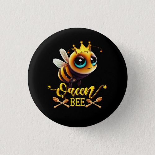 Queen Bee Royal Crown Hive Honey Beekeeping Beerke Button