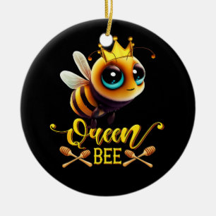 Queen Bee Royal Crown Hive Honey Beekeeping Beerke Ceramic Ornament