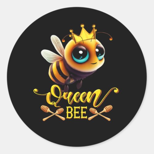 Queen Bee Royal Crown Hive Honey Beekeeping Beerke Classic Round Sticker