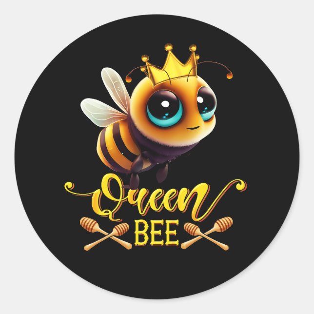Queen Bee Royal Crown Hive Honey Beekeeping Beerke Classic Round Sticker (Front)