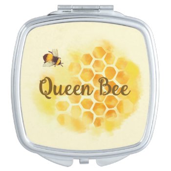 Queen Bee Square Compact Mirror by ProfessionalDevelopm at Zazzle
