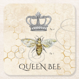 Queen Bee Square Paper Coaster