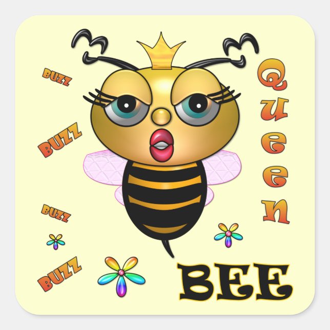 Queen Bee Square Sticker (Front)