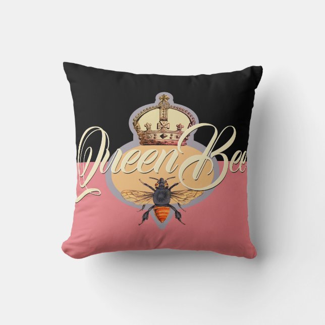 Queen Bee Square Throw Pillow (Front)