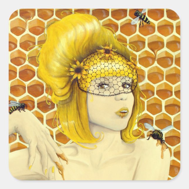 Queen Bee stickers - surreal fantasy art (Front)
