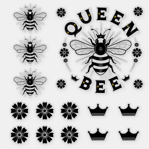Queen Bee Transparent Vinyl Stickers