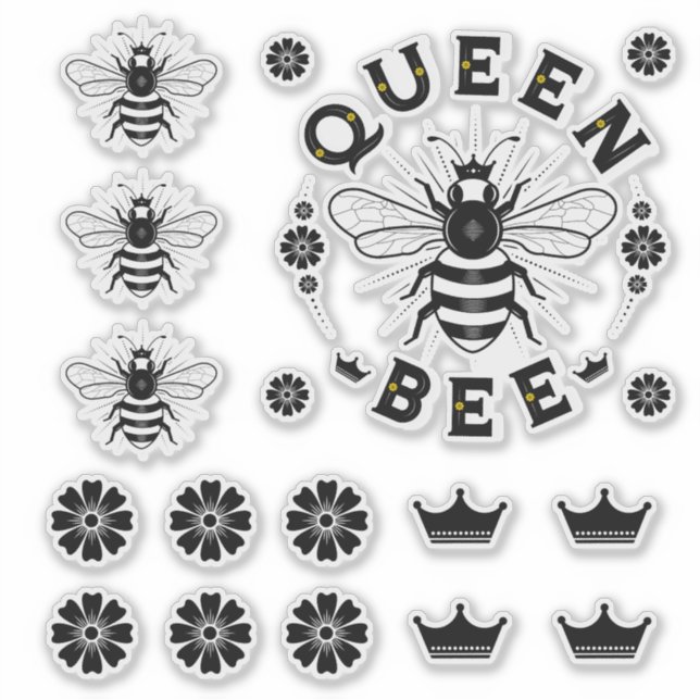 Queen Bee Transparent Vinyl Stickers (Front)