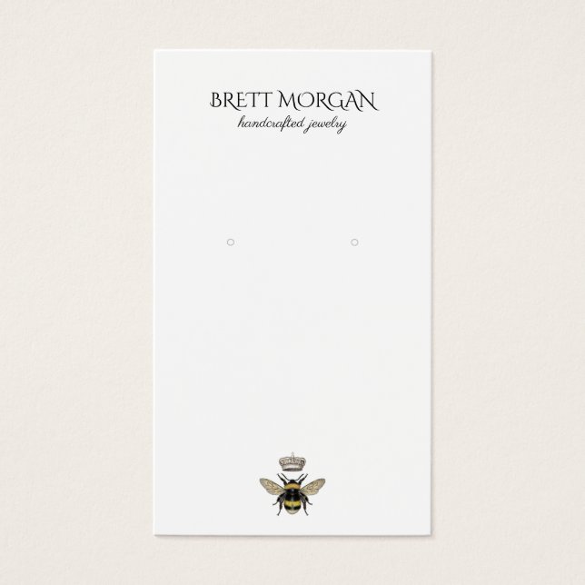 Queen Bee Typography Earring Jewelry Display Card (Front)