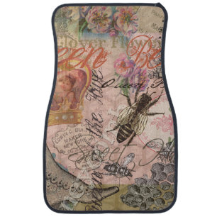 Queen Bee Vintage Beautiful Collage Car Floor Mat