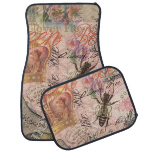 Queen Bee Vintage Beautiful Collage Car Floor Mat