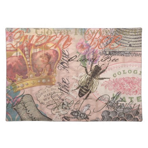 Queen Bee Vintage Beautiful Collage Cloth Placemat
