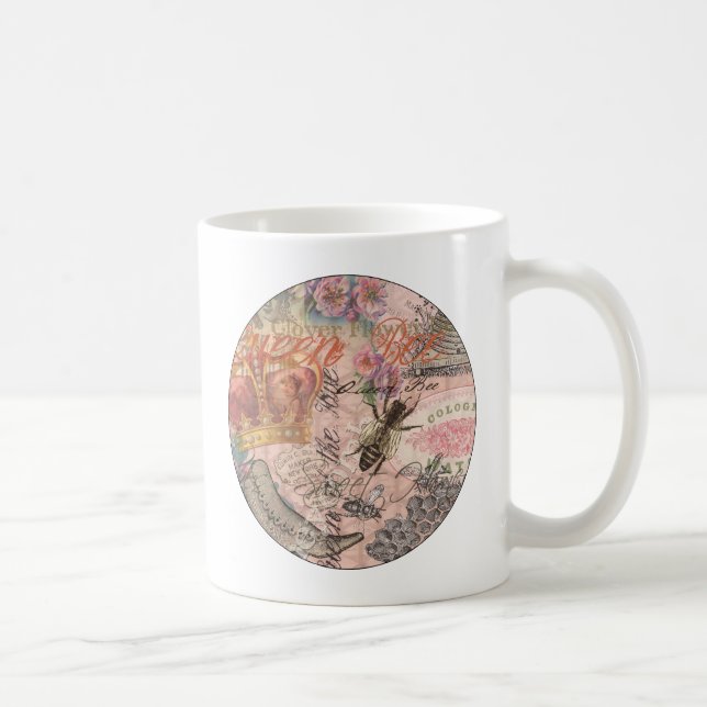 Queen Bee Vintage Beautiful Collage Coffee Mug (Right)