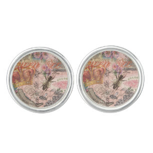 Queen Bee Vintage Beautiful Collage Cufflinks