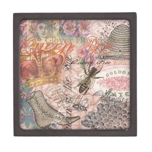 Queen Bee Vintage Beautiful Collage Jewelry Box