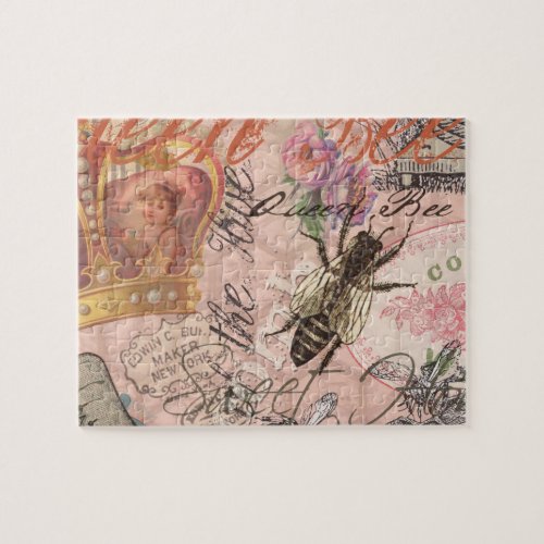 Queen Bee Vintage Beautiful Collage Jigsaw Puzzle