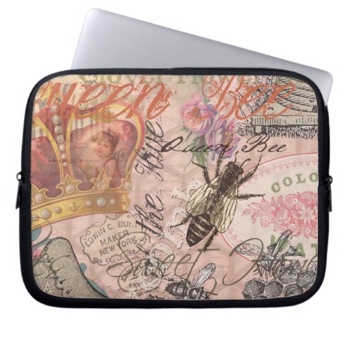 Queen Bee Vintage Beautiful Collage Laptop Sleeve