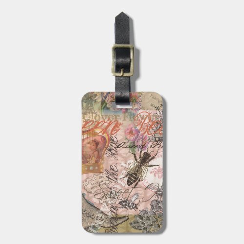 Queen Bee Vintage Beautiful Collage Luggage Tag