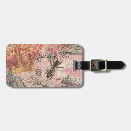 Queen Bee Vintage Beautiful Collage Luggage Tag