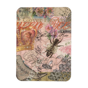 Queen Bee Vintage Beautiful Collage Magnet