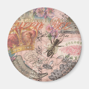 Queen Bee Vintage Beautiful Collage Magnet