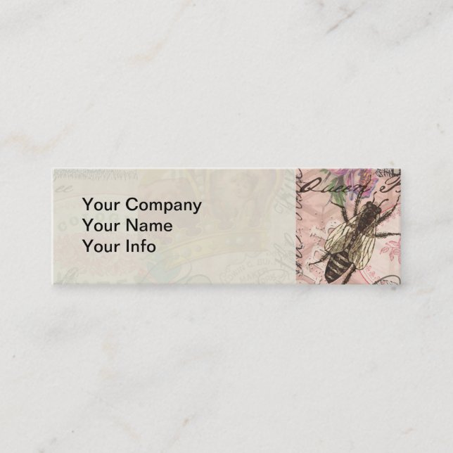 Queen Bee Vintage Beautiful Collage Mini Business Card (Front)