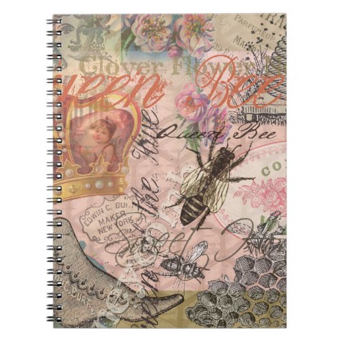 Queen Bee Vintage Beautiful Collage Notebook