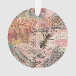 Queen Bee Vintage Beautiful Collage Ornament