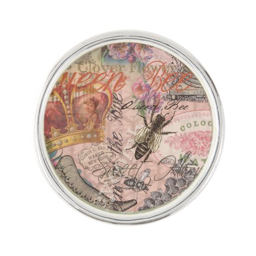 Queen Bee Vintage Beautiful Collage Pin