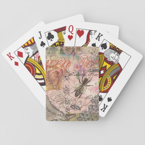 Queen Bee Vintage Beautiful Collage Playing Cards