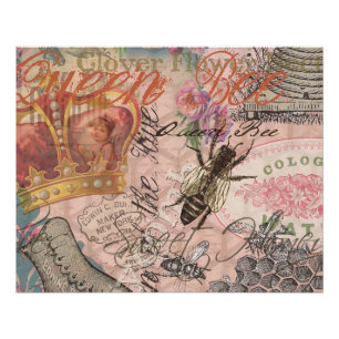 Queen Bee Vintage Beautiful Collage Poster