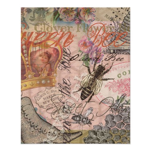 Queen Bee Vintage Beautiful Collage Poster
