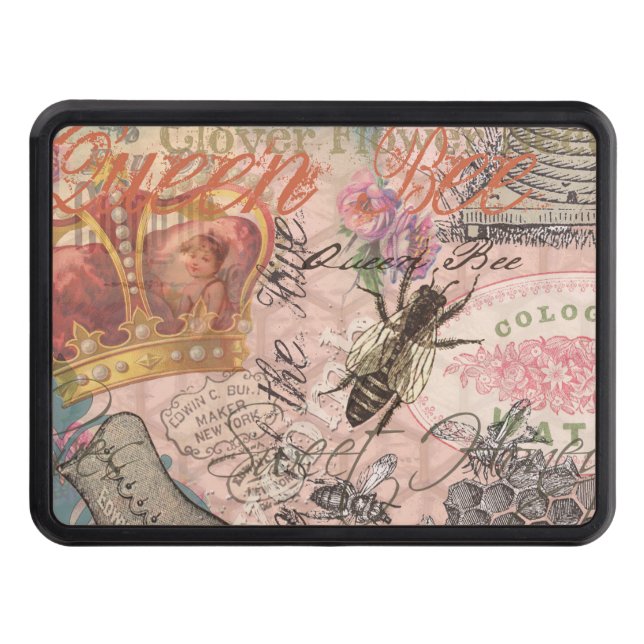 Queen Bee Vintage Beautiful Collage Tow Hitch Cover (Front)