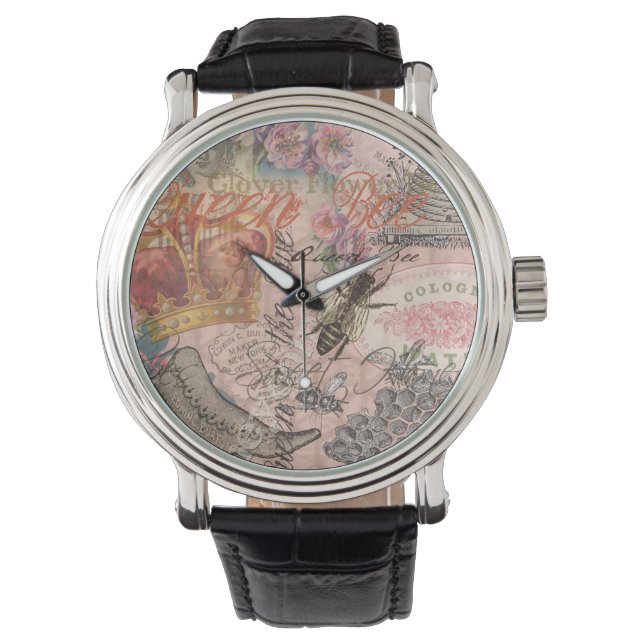 Queen Bee Vintage Beautiful Collage Watch (Front)
