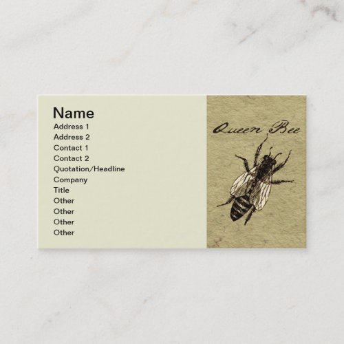 Queen Bee Wildlife Bug Insect Business Card