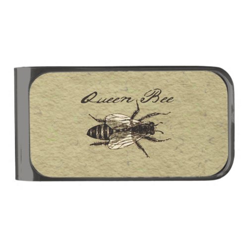 Queen Bee Wildlife Bug Insect Gunmetal Finish Money Clip