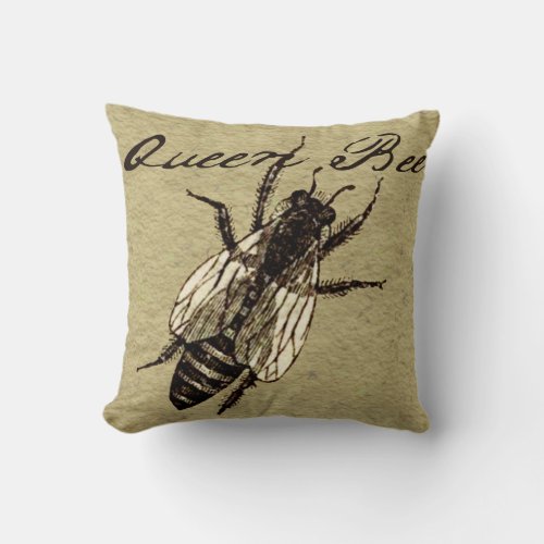 Queen Bee Wildlife Bug Insect Throw Pillow